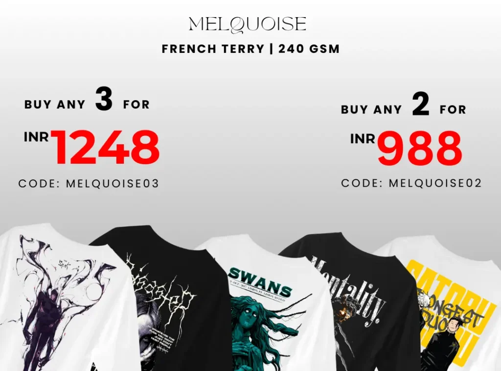 melquoise 3 oversized tshirt for 1248rs and 2 oversized tshirt for 988rs